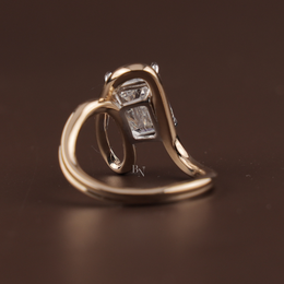 4ct Emerald Cut Lab Grown Diamond Engagement Ring | East West Tension Swirl Bypass Solitaire 14K Rose Gold