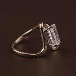 4ct Emerald Cut Lab Grown Diamond Engagement Ring | East West Tension Swirl Bypass Solitaire 14K Rose Gold