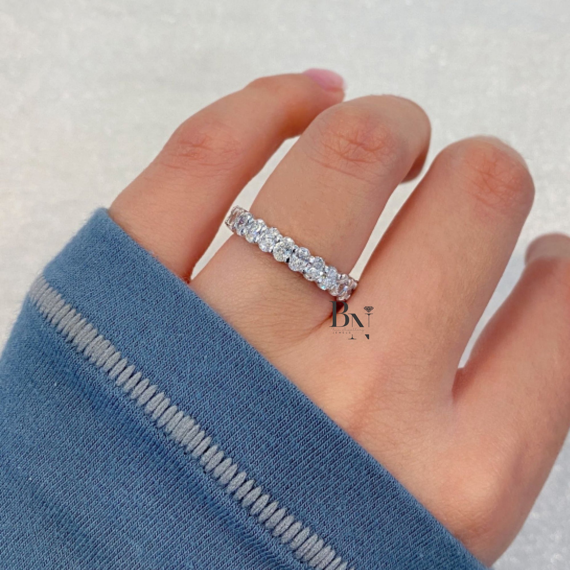 Oval Lab Diamond Eternity Band, 2.25ctw Shared Prong Wedding Ring, Full Eternity Stackable Band