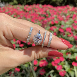 Baguette and Round Lab Diamond Eternity Band, 1ctw Two Row Wedding Ring, 14k Gold Stacking Band