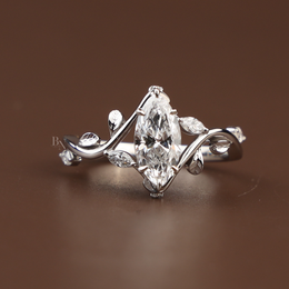 1ct Marquise Lab Grown Diamond Engagement Ring | Nature Vine Leaf Setting 14K White Gold