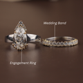 2.5ct Pear Cut Lab Grown Diamond Engagement Ring | Hidden Halo Bridal Set | 14K White Gold Pave Band | IGI Certified Pear Solitaire Ring