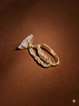 3ct Marquise Lab Grown Diamond Engagement Ring | Vintage Vine Wedding Band Solitaire 14K Yellow Gold