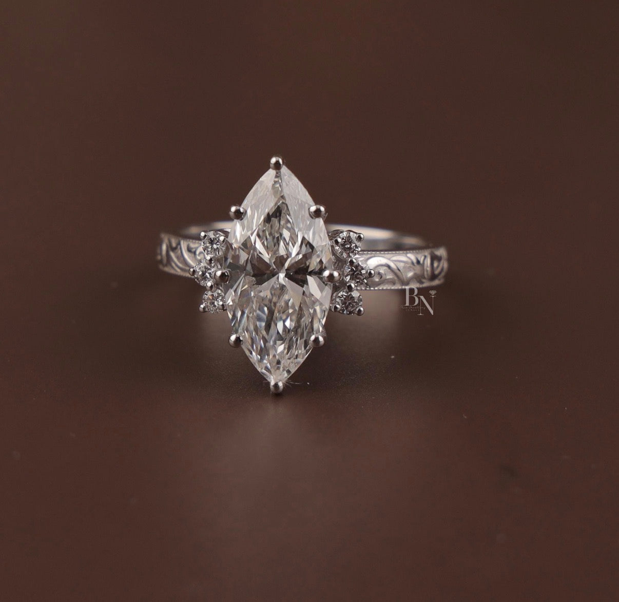 Arrianna’s Custom 5 CT Marquise Moissanite Engagement Ring | 14K White Gold | Hidden Halo Pave Setting | Personalized Order
