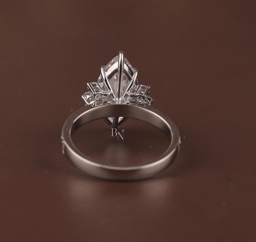 Arrianna’s Custom 5 CT Marquise Moissanite Engagement Ring | 14K White Gold | Hidden Halo Pave Setting | Personalized Order