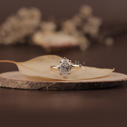 2.5ct Oval Lab Grown Diamond Engagement Ring | Tulip Cathedral Setting 14K Solid Gold