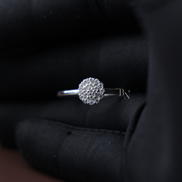 0.20ctw Round Brilliant Cut Lab Grown Diamond Ring | White Gold Composite Cluster Solitaire | Delicate Pave Band