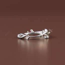 Nature Inspired Vine Engagement Ring | White Gold Twig Bridal Band | Round Brilliant Cut Lab Grown Diamond Leaf Promise Ring |