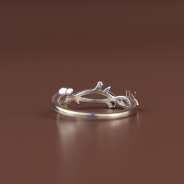 Nature Inspired Vine Engagement Ring | White Gold Twig Bridal Band | Round Brilliant Cut Lab Grown Diamond Leaf Promise Ring |