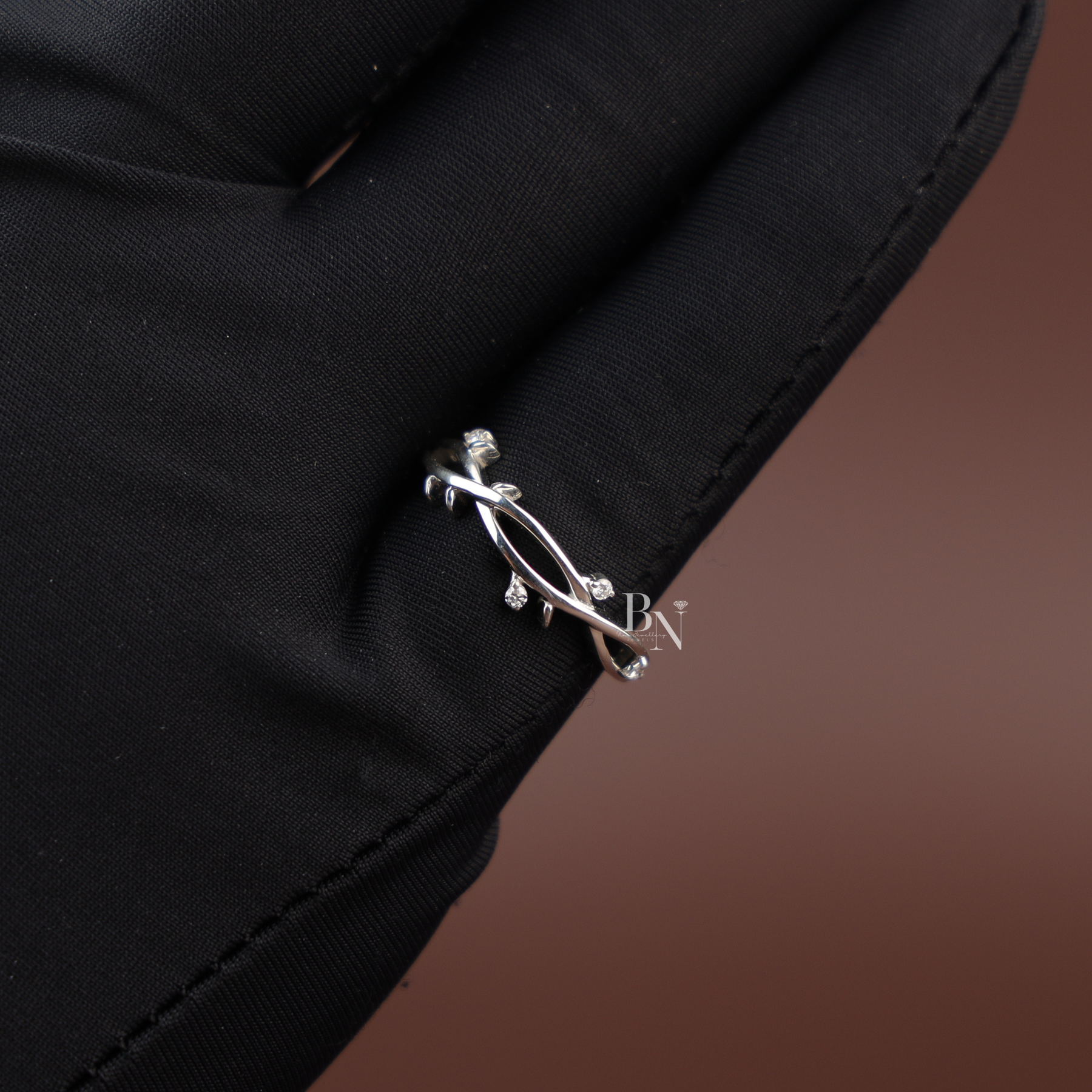 Nature Inspired Vine Engagement Ring | White Gold Twig Bridal Band | Round Brilliant Cut Lab Grown Diamond Leaf Promise Ring |
