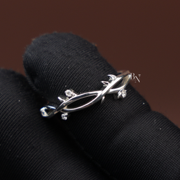 Nature Inspired Vine Engagement Ring | White Gold Twig Bridal Band | Round Brilliant Cut Lab Grown Diamond Leaf Promise Ring |