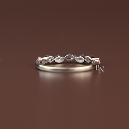 Marquise Lab Diamond Wave Band, Dainty Scalloped Wedding Ring, Curved Stacking Band