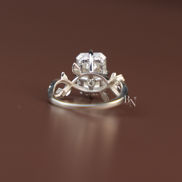 3ct Emerald Cut Lab Diamond Ring, Nature Inspired Vine Engagement Ring, Hidden Halo Botanical Gold Ring