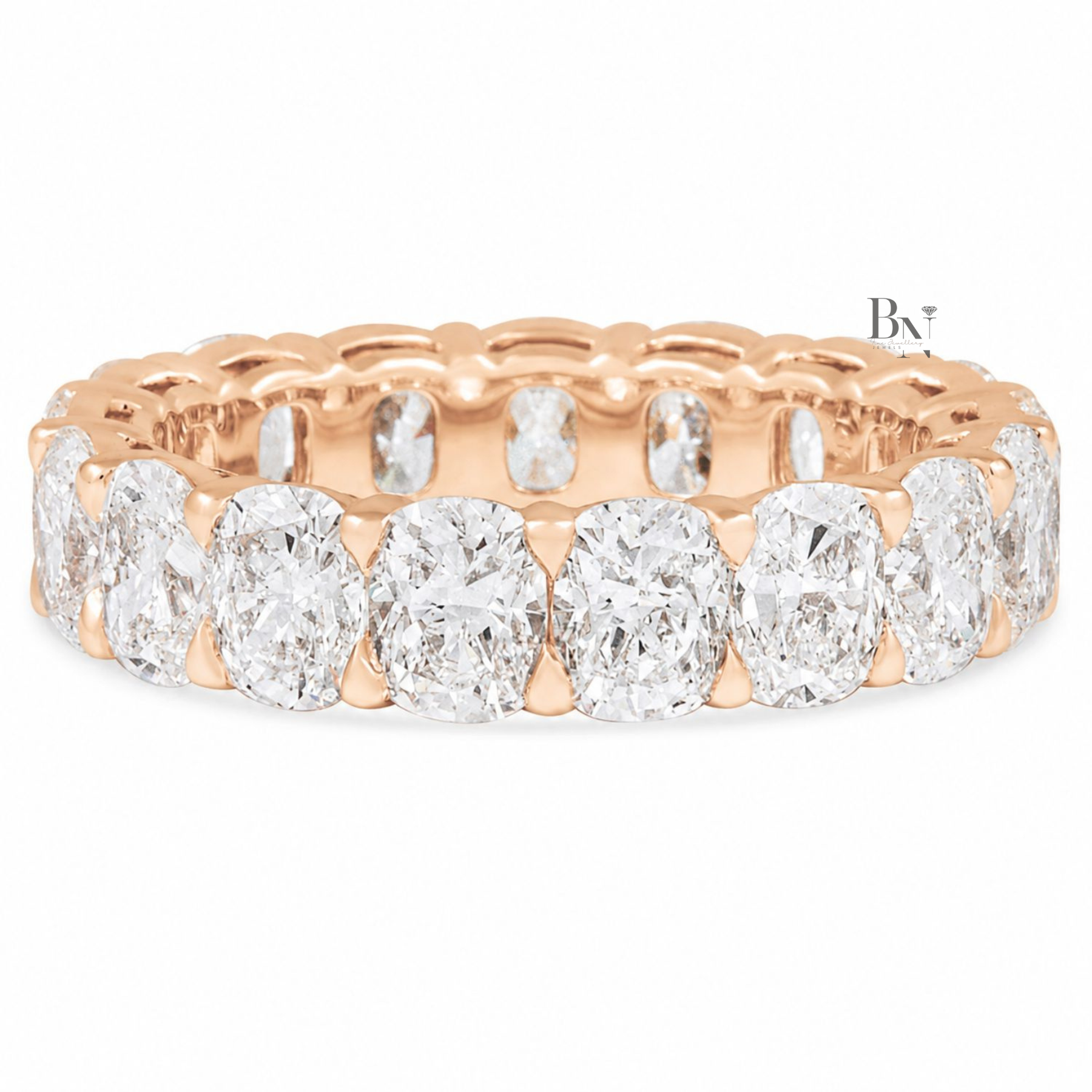 Elongated Cushion Lab Diamond Band, 5.30ct Full Eternity Ring, Shared Prong Wedding Band