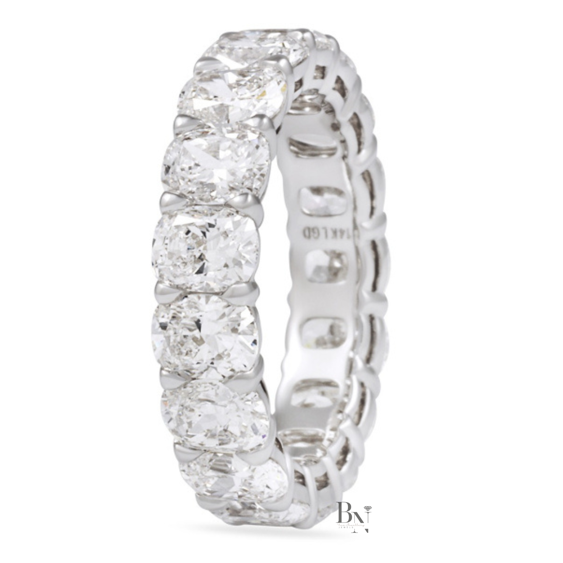 Elongated Cushion Lab Diamond Band, 5.30ct Full Eternity Ring, Shared Prong Wedding Band