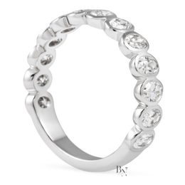 Oval Lab Diamond Bezel Band, 1.16ct Three Quarter Eternity Ring, Gold Bridal Stacking Ring