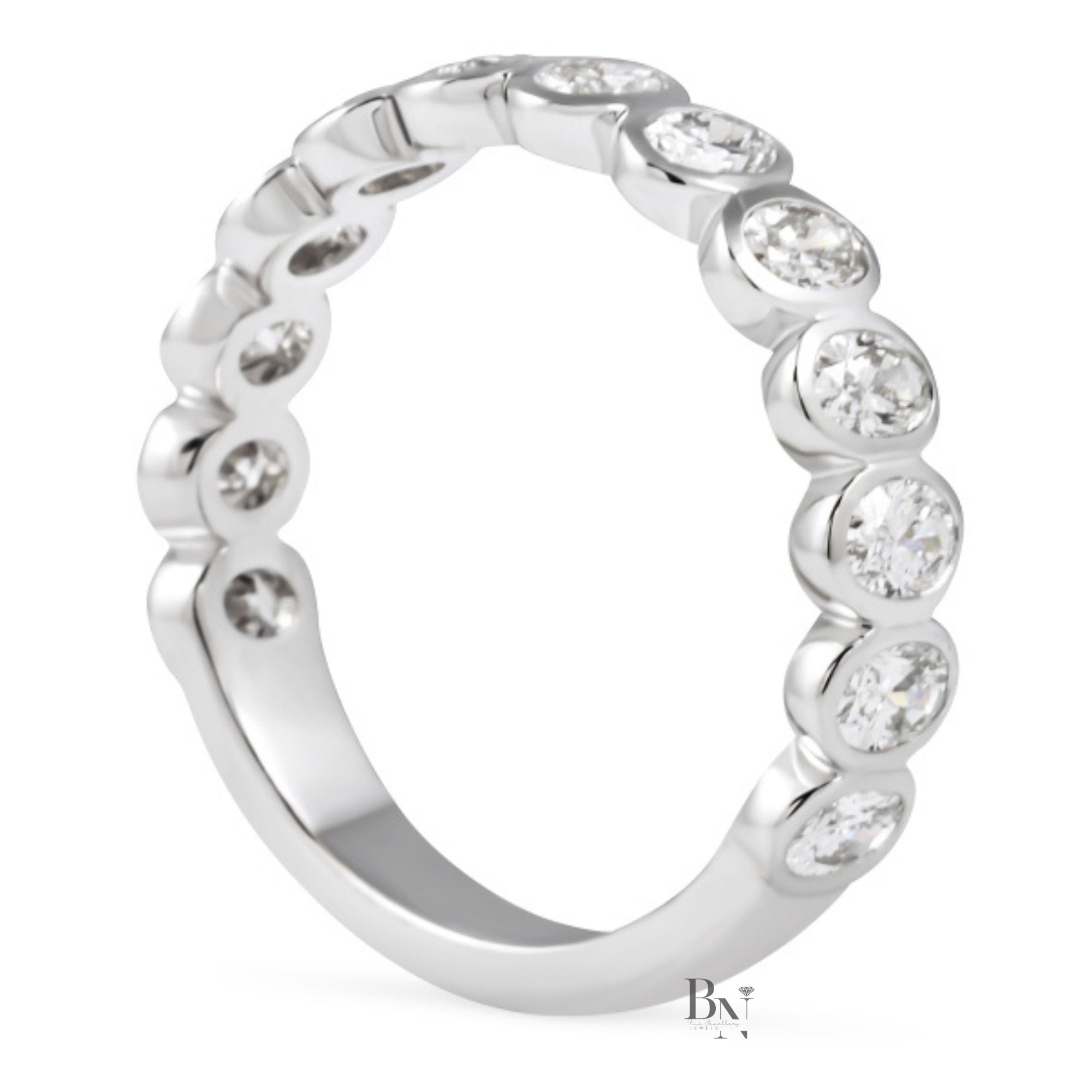 Oval Lab Diamond Bezel Band, 1.16ct Three Quarter Eternity Ring, Gold Bridal Stacking Ring