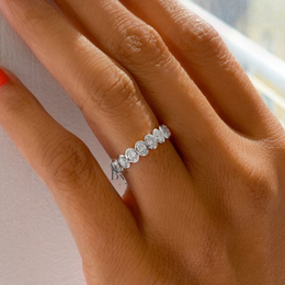 Oval Lab Diamond Bezel Band, 1.16ct Three Quarter Eternity Ring, Gold Bridal Stacking Ring