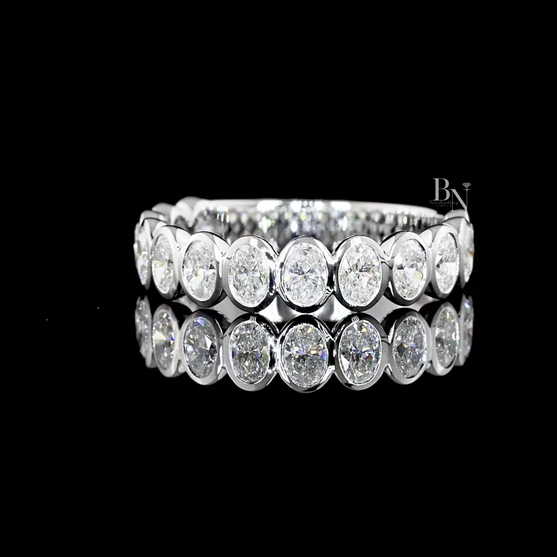 Oval Lab Diamond Bezel Band, 1.16ct Three Quarter Eternity Ring, Gold Bridal Stacking Ring