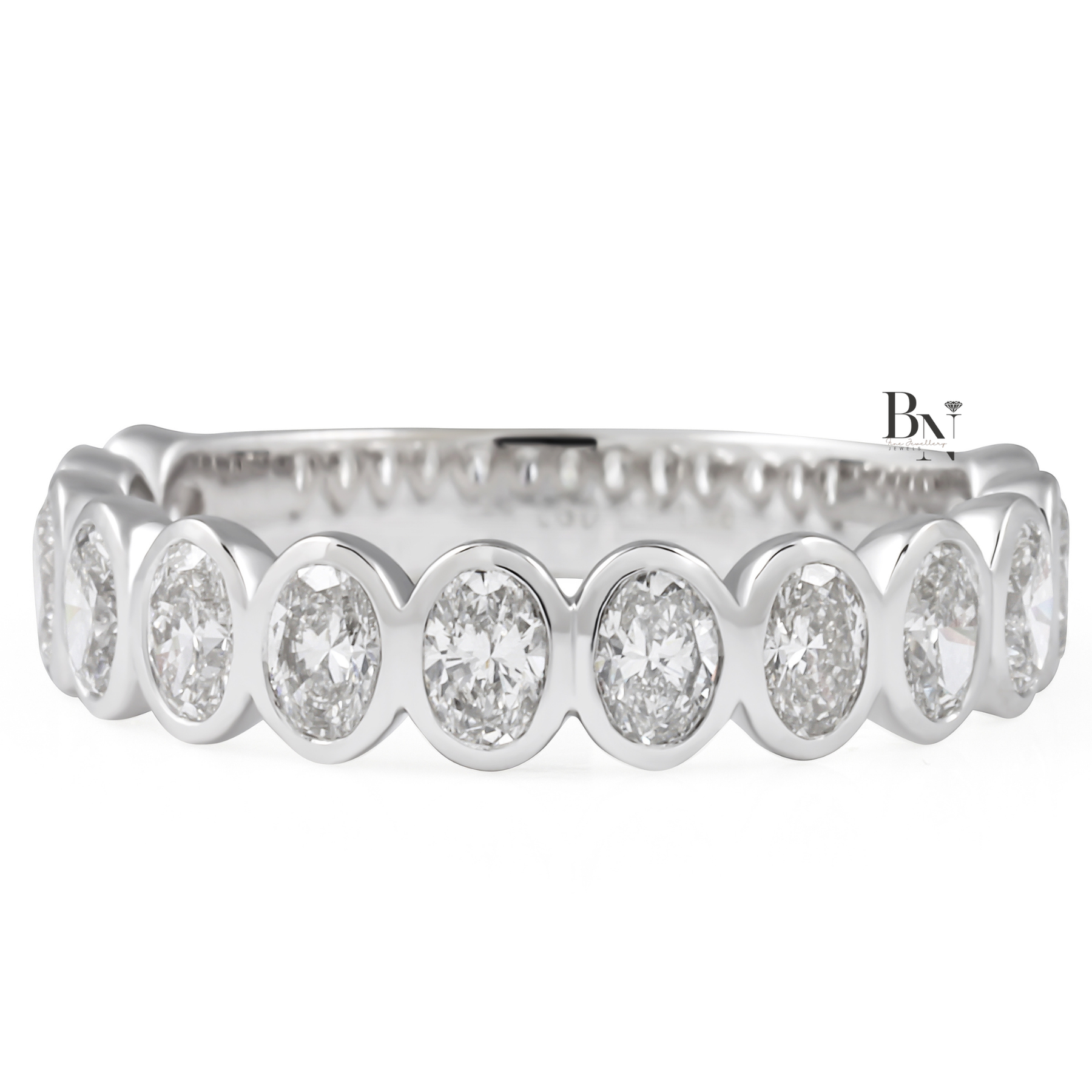 Oval Lab Diamond Bezel Band, 1.16ct Three Quarter Eternity Ring, Gold Bridal Stacking Ring