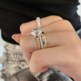 Round Lab Diamond Flush Set Band, 0.75ct Full Eternity Wedding Ring, 14K Gold Bridal Stacking Ring