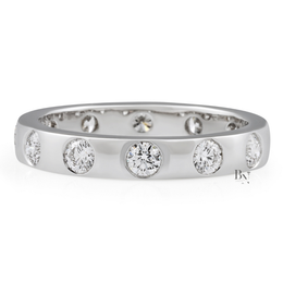 Round Lab Diamond Flush Set Band, 0.75ct Full Eternity Wedding Ring, 14K Gold Bridal Stacking Ring