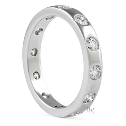 Round Lab Diamond Flush Set Band, 0.75ct Full Eternity Wedding Ring, 14K Gold Bridal Stacking Ring