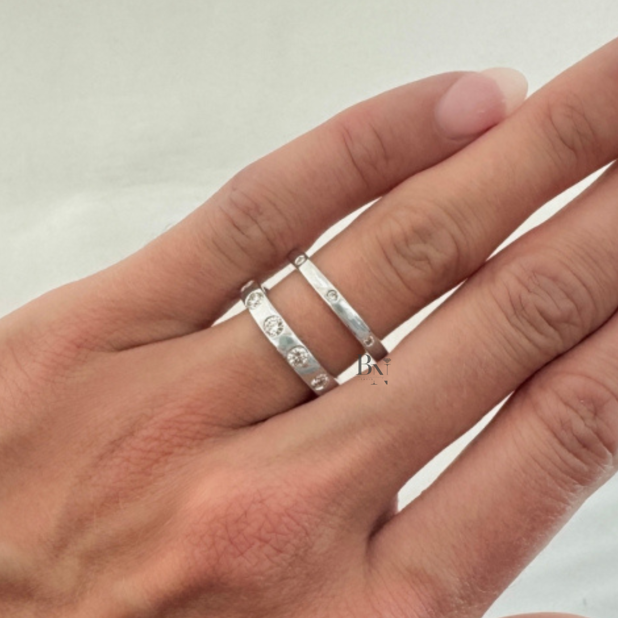 Round Lab Diamond Flush Set Band, 0.75ct Full Eternity Wedding Ring, 14K Gold Bridal Stacking Ring