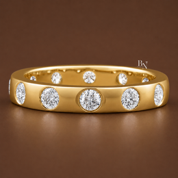 Round Lab Diamond Flush Set Band, 0.75ct Full Eternity Wedding Ring, 14K Gold Bridal Stacking Ring