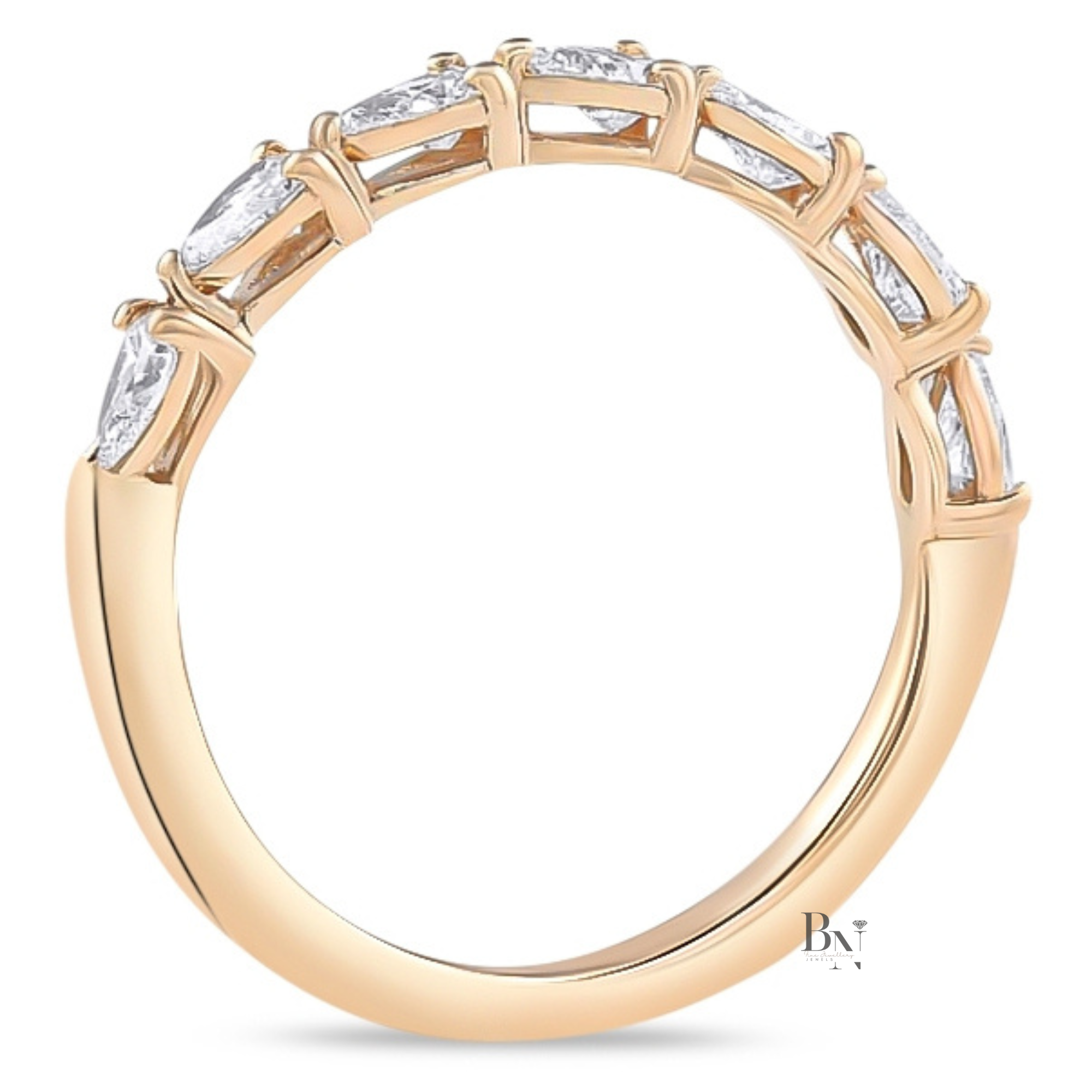 East West Pear Lab Diamond Band, 0.60ct Halfway Wedding Ring, 14K Gold Bridal Stacking Ring (Copy)