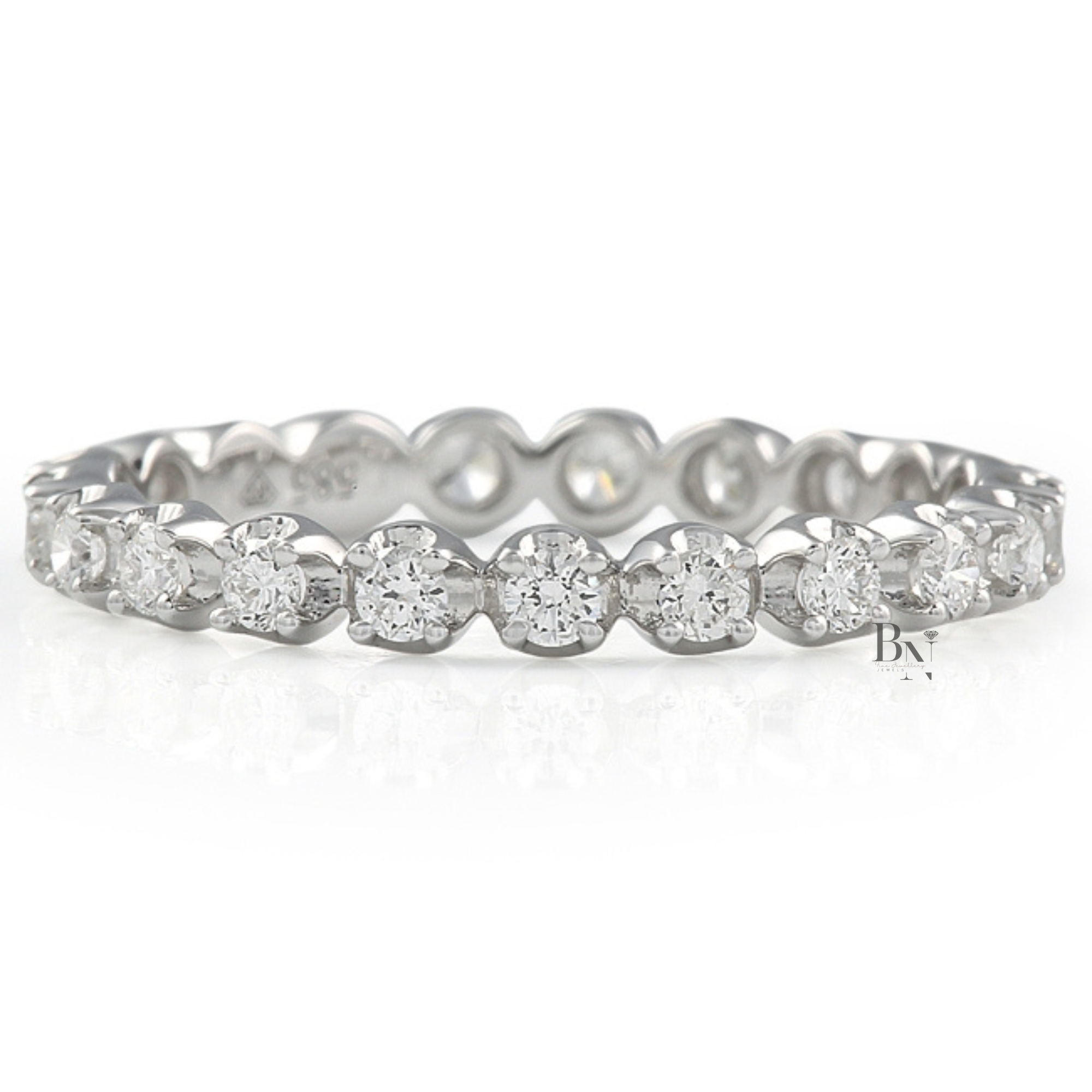 Round Lab Diamond Eternity Band, 0.50ct Illusion Setting Ring, 14K White Gold Bridal Stack
