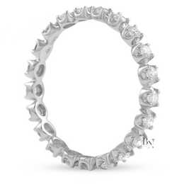 Round Lab Diamond Eternity Band, 0.50ct Illusion Setting Ring, 14K White Gold Bridal Stack