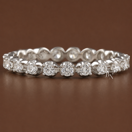 Round Lab Diamond Eternity Band, 0.50ct Illusion Setting Ring, 14K White Gold Bridal Stack