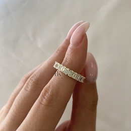 Emerald Lab Diamond Eternity Band, 2.45 Carat U-Shape Setting Ring, Gold Bridal Stacking Ring, Anniversary Wedding Band