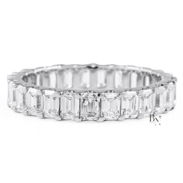 Emerald Lab Diamond Eternity Band, 2.45 Carat U-Shape Setting Ring, Gold Bridal Stacking Ring, Anniversary Wedding Band