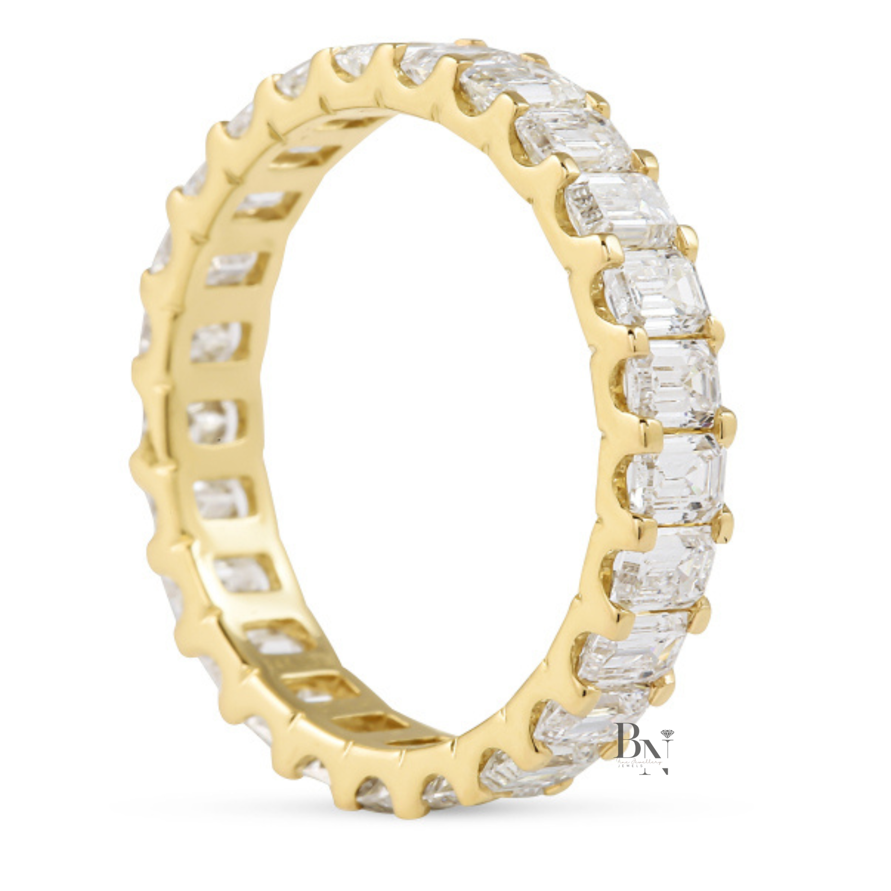 Emerald Lab Diamond Eternity Band, 2.45 Carat U-Shape Setting Ring, Gold Bridal Stacking Ring, Anniversary Wedding Band