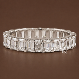 Emerald Lab Diamond Eternity Band, 2.45 Carat U-Shape Setting Ring, Gold Bridal Stacking Ring, Anniversary Wedding Band