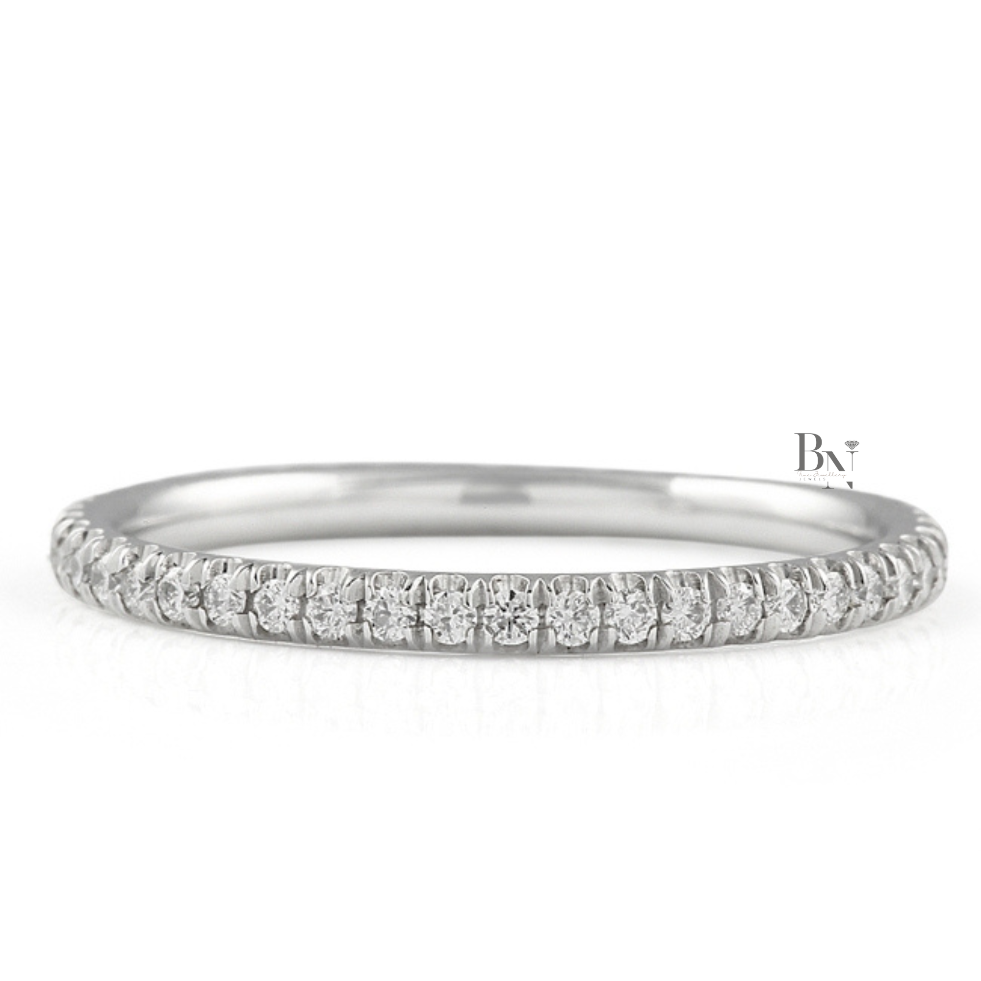 Delicate Pave Lab Diamond Band, 0.35ct Full Eternity Wedding Band, 1.7mm Dainty Bridal Stacking Ring