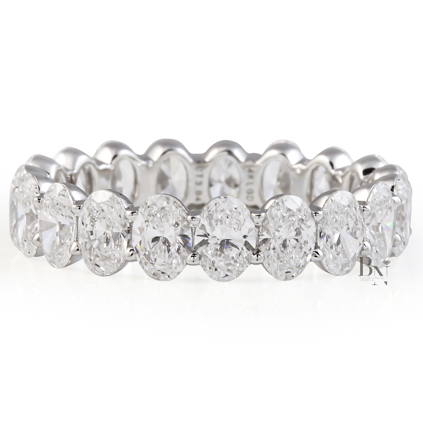 Oval Lab Diamond Eternity Band, 3 Carat Closed Basket Ring, Shared Prong Wedding Band