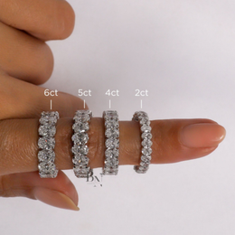 Oval Lab Diamond Eternity Band, 3 Carat Closed Basket Ring, Shared Prong Wedding Band