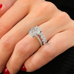 Oval Lab Diamond Eternity Band, 3 Carat Closed Basket Ring, Shared Prong Wedding Band