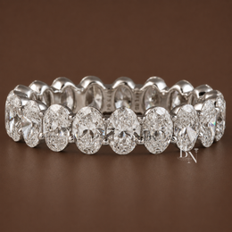 Oval Lab Diamond Eternity Band, 3 Carat Closed Basket Ring, Shared Prong Wedding Band