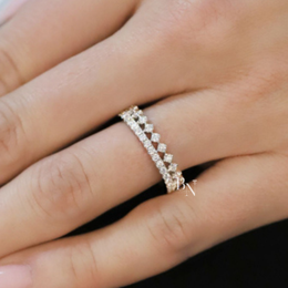 Round Cut Lab Diamond Eternity Band, Two-Row Compass Set Wedding Ring, 0.50ctw Diamond Stackable Band
