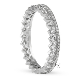 Round Cut Lab Diamond Eternity Band, Two-Row Compass Set Wedding Ring, 0.50ctw Diamond Stackable Band