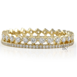 Round Cut Lab Diamond Eternity Band, Two-Row Compass Set Wedding Ring, 0.50ctw Diamond Stackable Band