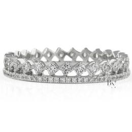 Round Cut Lab Diamond Eternity Band, Two-Row Compass Set Wedding Ring, 0.50ctw Diamond Stackable Band