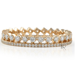 Round Cut Lab Diamond Eternity Band, Two-Row Compass Set Wedding Ring, 0.50ctw Diamond Stackable Band