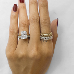 Round Cut Lab Diamond Eternity Band, Two-Row Compass Set Wedding Ring, 0.50ctw Diamond Stackable Band