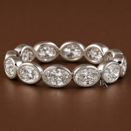 Oval Lab Diamond Eternity Band, East-West Bezel Set Wedding Ring, 1.7ctw Full Circle Band