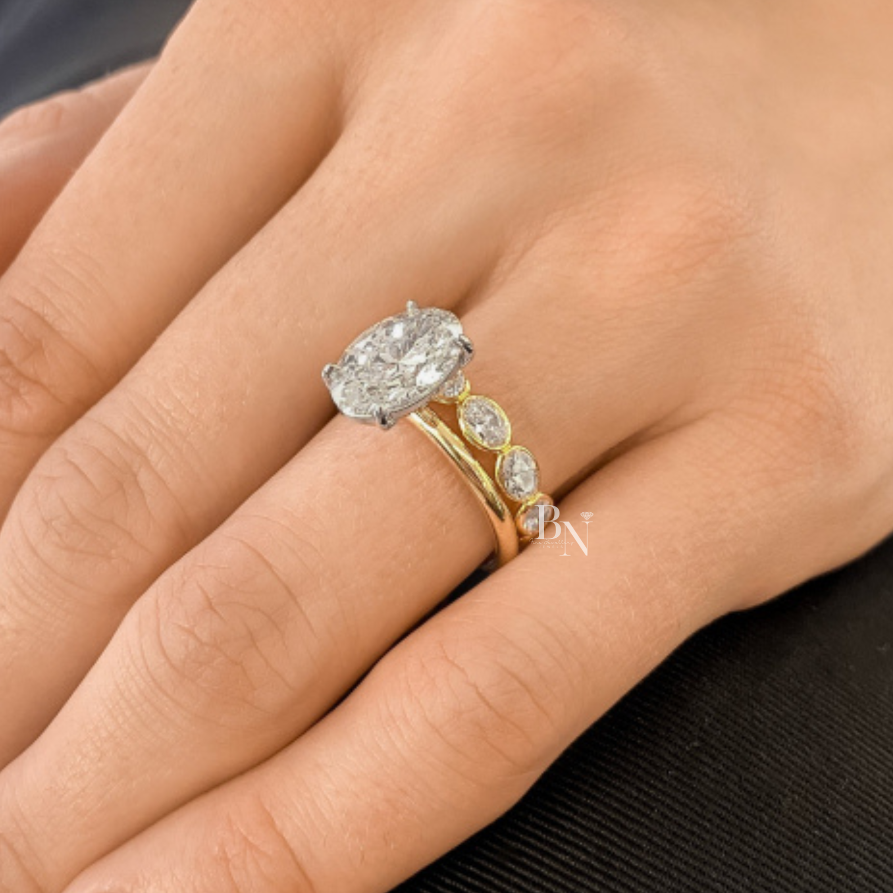 Oval Lab Diamond Eternity Band, East-West Bezel Set Wedding Ring, 1.7ctw Full Circle Band